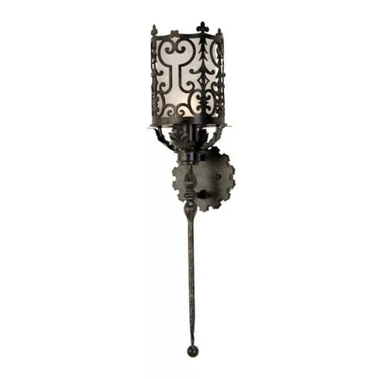 2nd Ave Lighting Oskar 8" 1-Light Statuario White Diffuser Smoke Metal Wall Sconce