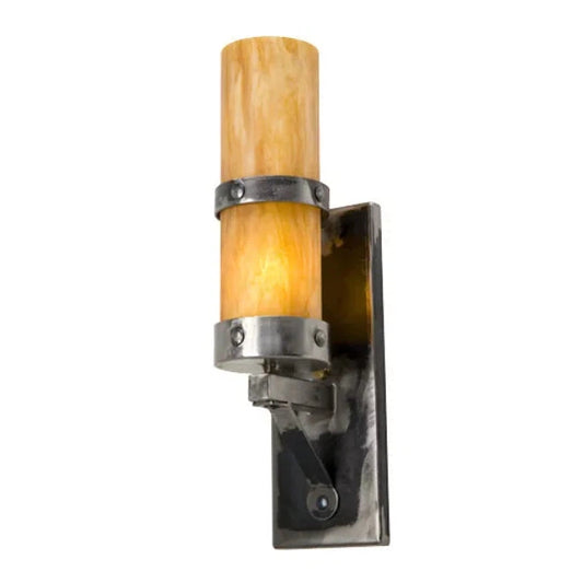 2nd Ave Lighting Parker 5" Ambra Siena Idalight Cylinder Shade Satin Clear Steel Wall Sconce