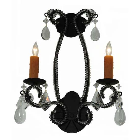 2nd Ave Lighting Peak 16" Crystal Wall Sconce in Textured Black Finish