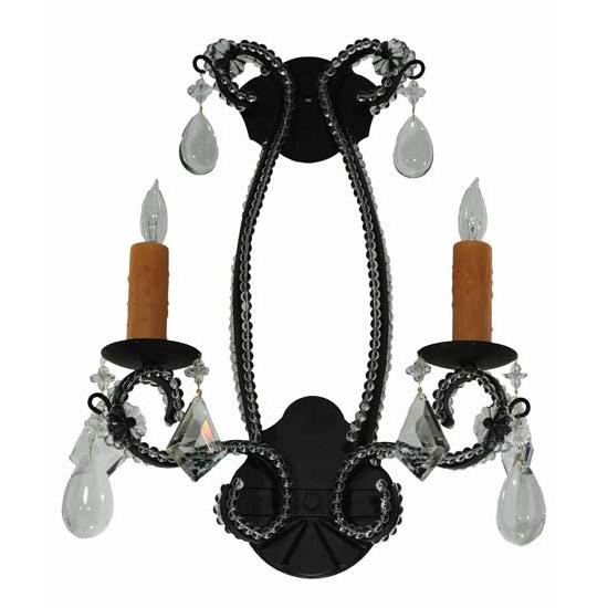 2nd Ave Lighting Peak 16" Crystal Wall Sconce in Textured Black Finish