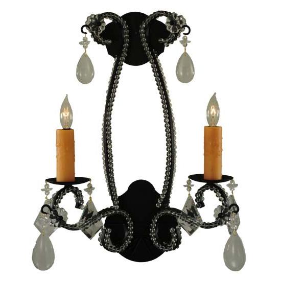 2nd Ave Lighting Peak 16" Crystal Wall Sconce in Textured Black Finish