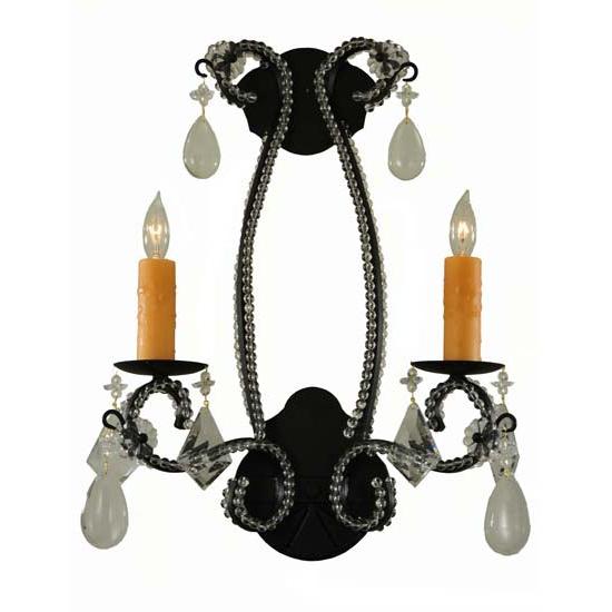 2nd Ave Lighting Peak 16" Crystal Wall Sconce in Textured Black Finish