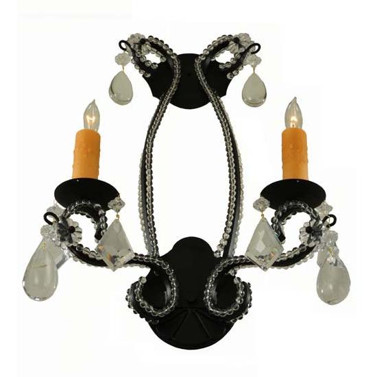 2nd Ave Lighting Peak 16" Crystal Wall Sconce in Textured Black Finish