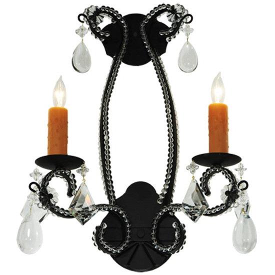 2nd Ave Lighting Peak 16" Crystal Wall Sconce in Textured Black Finish