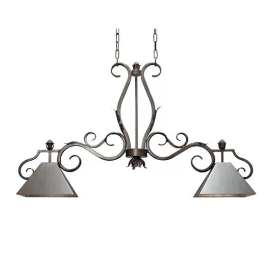 2nd Ave Lighting Pedra 48" 2-Light Twin Metal French Bronze Shade Island Pendant Light