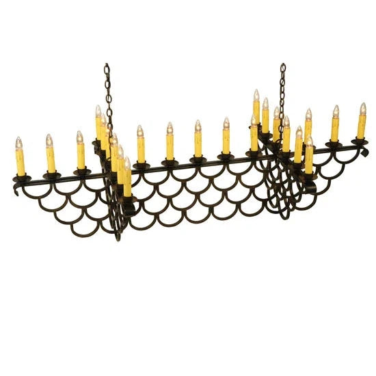 2nd Ave Lighting Picadilly 71" 23-Light E26 Base Antique Copper Oblong Chandelier