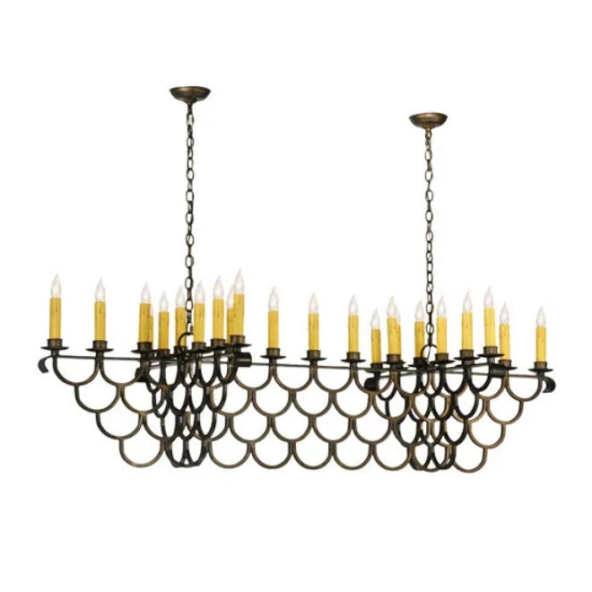 2nd Ave Lighting Picadilly 71" 23-Light E26 Base Antique Copper Oblong Chandelier