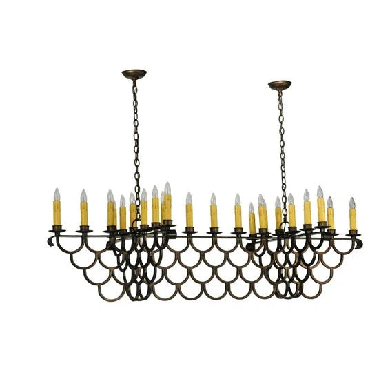 2nd Ave Lighting Picadilly 71" 23-Light E26 Base Antique Copper Oblong Chandelier