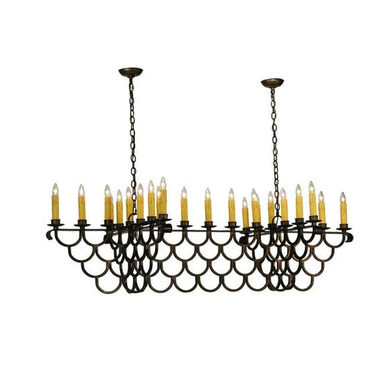 2nd Ave Lighting Picadilly 71" 23-Light E26 Base Antique Copper Oblong Chandelier