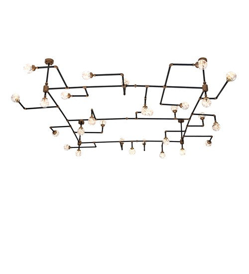 2nd Ave Lighting PipeDream 160" Long 28 Light Chandelier in Black and Gold Finish