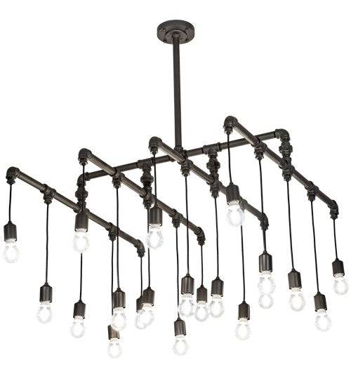 2nd Ave Lighting PipeDream 36" Square Alva 20 Light Cascading Pendant in Wrought Iron Finish