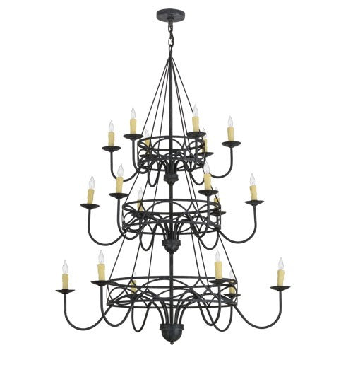 2nd Ave Lighting Polonella 48" Wide 18 Light Three Tier Chandelier in Antique Iron Gate Finish