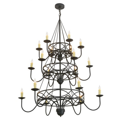 2nd Ave Lighting Polonella 48" Wide 18 Light Three Tier Chandelier in Antique Iron Gate Finish