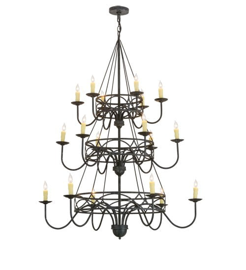 2nd Ave Lighting Polonella 48" Wide 18 Light Three Tier Chandelier in Antique Iron Gate Finish