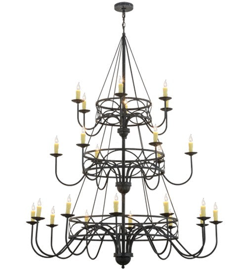2nd Ave Lighting Polonella 60" Wide 24 Light Three Tier Chandelier in Antique Iron Gate Finish