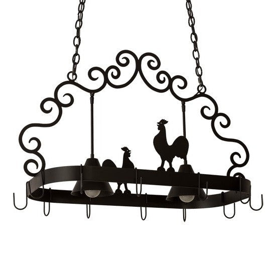 2nd Ave Lighting Poulet 32" Long 2 Light Pot Rack in Blackwash Finish