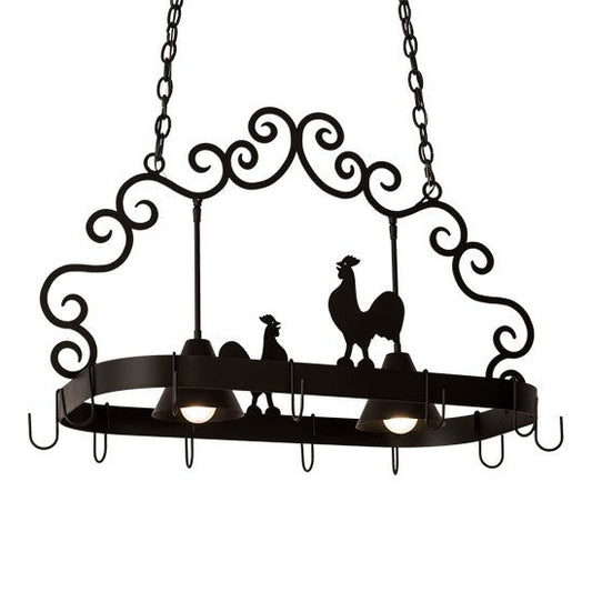 2nd Ave Lighting Poulet 32" Long 2 Light Pot Rack in Blackwash Finish