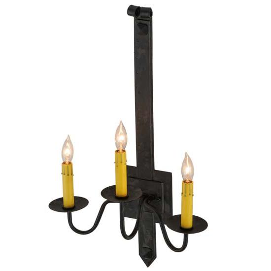 2nd Ave Lighting Primitive 15" 3 LT Wall Sconce in Costello Black Finish