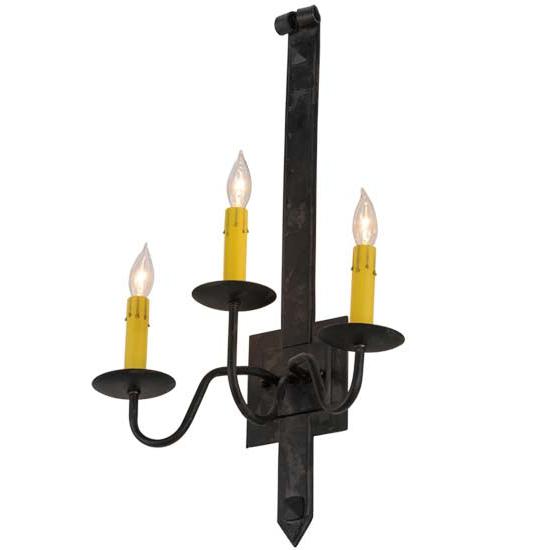 2nd Ave Lighting Primitive 15" 3 LT Wall Sconce in Costello Black Finish