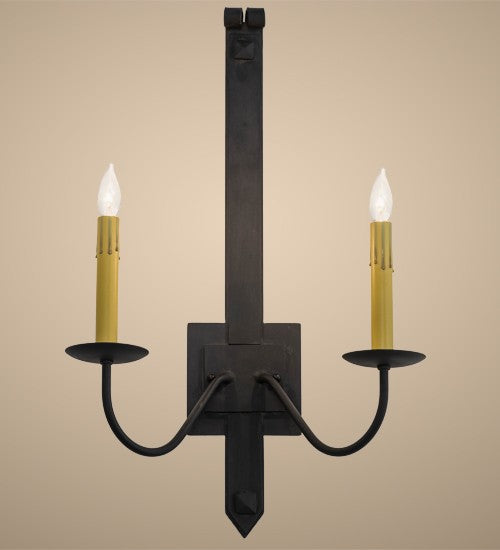 2nd Ave Lighting Primitive 15" Wide 2 LT Wall Sconce in Costello Black Finish