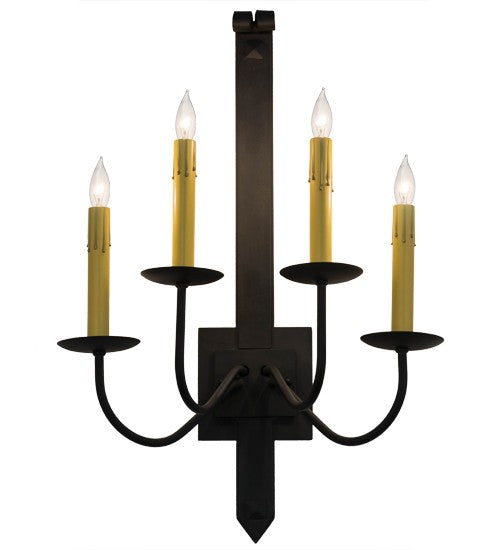 2nd Ave Lighting Primitive 16" Wide 4 Light Wall Sconce in Costello Black Finish