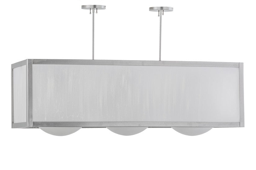 2nd Ave Lighting Quadrato 44" Long 3 LT Convex Oblong Pendant in Nickel Finish
