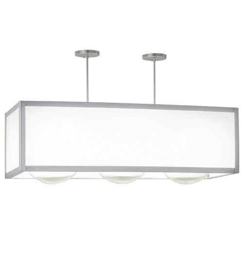 2nd Ave Lighting Quadrato 44" Long 3 LT Convex Oblong Pendant in Satin Nickel