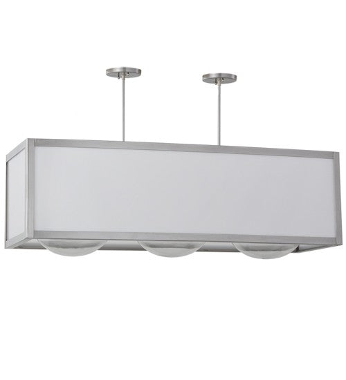 2nd Ave Lighting Quadrato 44" Long 3 LT Convex Oblong Pendant in Satin Nickel