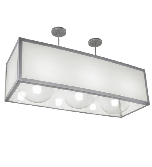2nd Ave Lighting Quadrato 44" Long 3 LT Convex Oblong Pendant in Satin Nickel