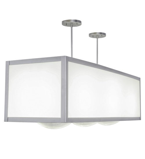 2nd Ave Lighting Quadrato 44" Long 3 LT Convex Oblong Pendant in Satin Nickel