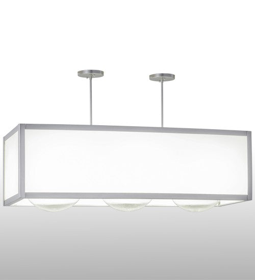 2nd Ave Lighting Quadrato 44" Long 3 LT Convex Oblong Pendant in Satin Nickel