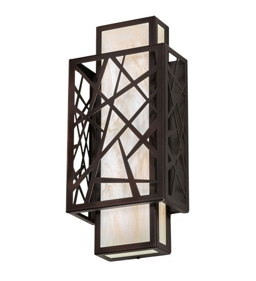 2nd Ave Lighting Quadrato 8" Rich Umador Wall Sconce in Dark Bronze and White Finish