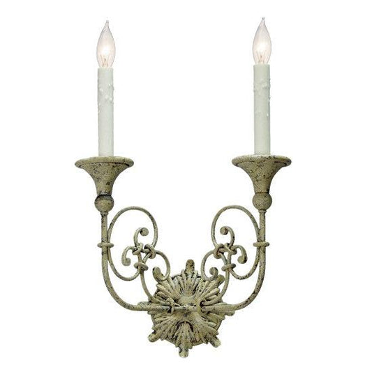 2nd Ave Lighting Rachelle 14" Wide 2 Light Wall Sconce With Flora Finish