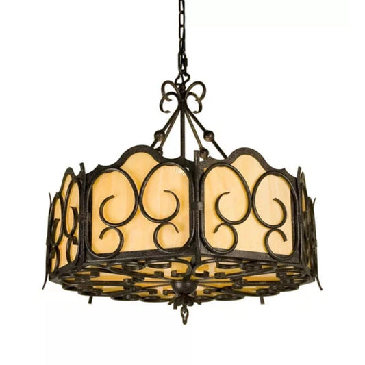 2nd Ave Lighting Radha 30" Beige Art Glass Chestnut Pendant Light