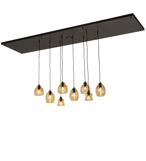2nd Ave Lighting Raquel 96" Long 8 Light Cascading Pendant in Solar Black Finish