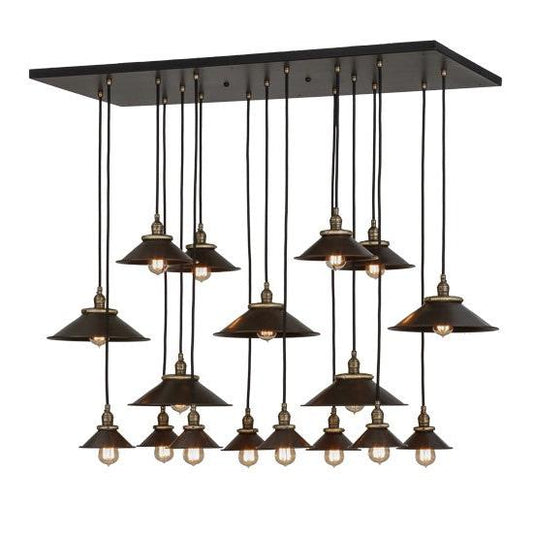 2nd Ave Lighting Revival 54" Long 17 LT Chic Cascading Pendant in Satin Black Finish