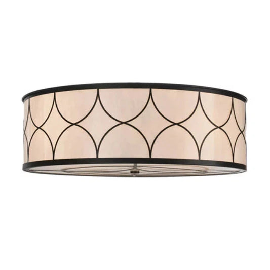 2nd Ave Lighting Revival Deco Cilindro 36" Whitestone Idalight Solar Black Flush Mount Lighting
