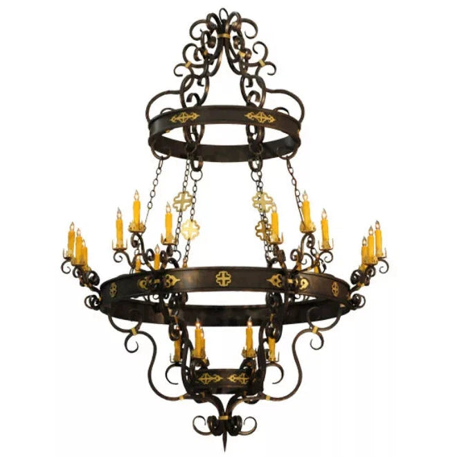 2nd Ave Lighting Santino 72" 24-Light E12 Base Gilded Tobacco Chandelier