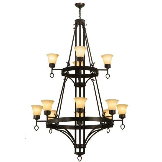 2nd Ave Lighting Savino 46" Wide 12 light Two Tier Chandelier in Gilded Tobacco Finish