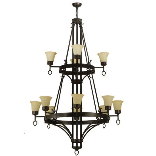 2nd Ave Lighting Savino 46" Wide 12 light Two Tier Chandelier in Gilded Tobacco Finish