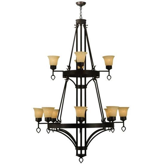 2nd Ave Lighting Savino 46" Wide 12 light Two Tier Chandelier in Gilded Tobacco Finish