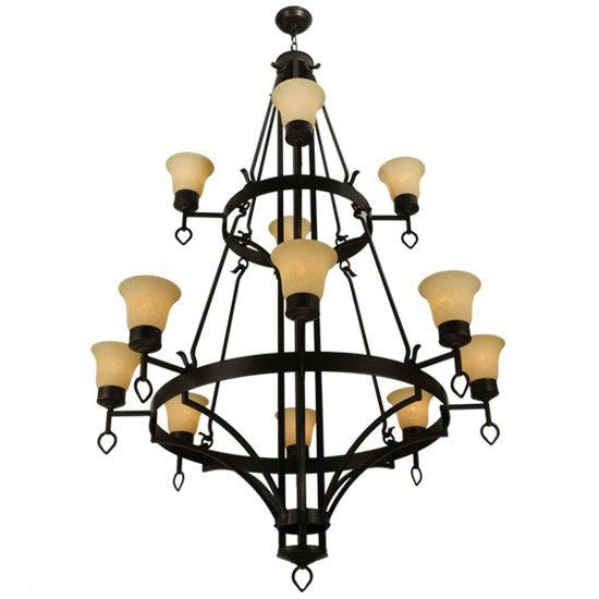 2nd Ave Lighting Savino 46" Wide 12 light Two Tier Chandelier in Gilded Tobacco Finish