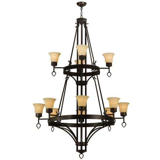 2nd Ave Lighting Savino 46" Wide 12 light Two Tier Chandelier in Gilded Tobacco Finish