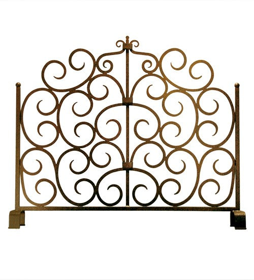 2nd Ave Lighting Scroll Tempest 42" Wide Fireplace Screen In Gilded Tobacco