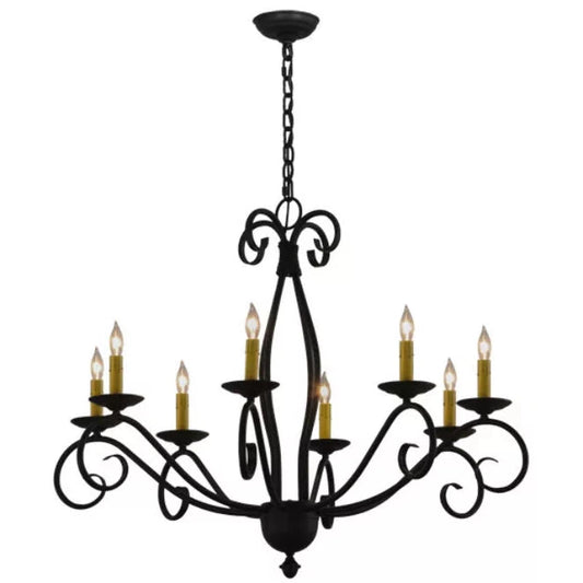 2nd Ave Lighting Sienna 36" 8-Light E12 Base Blackwash Chandelier
