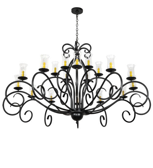 2nd Ave Lighting Sienna 72" Wide 18 Light Chandelier in Satin Black Wrought Iron Finish