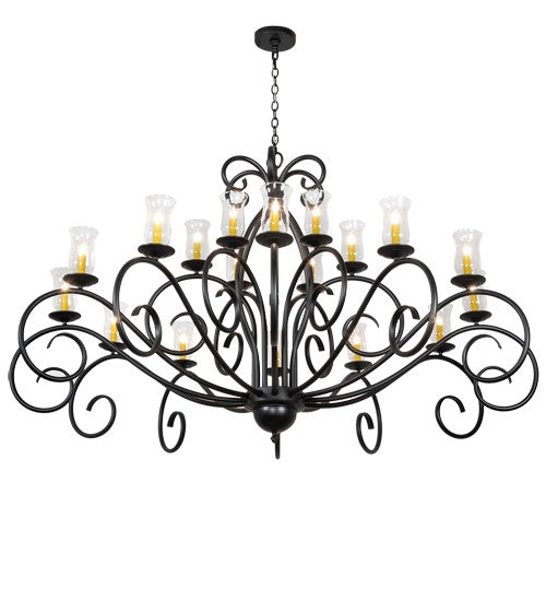 2nd Ave Lighting Sienna 72" Wide 18 Light Chandelier in Satin Black Wrought Iron Finish
