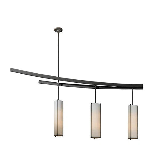 2nd Ave Lighting Solaris 139" 5-Light E26 Base Beige Silk Textrene ShadeOil Rubbed Bronze Pendant Light