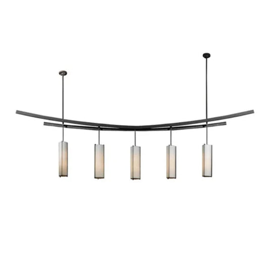 2nd Ave Lighting Solaris 139" 5-Light E26 Base Beige Silk Textrene ShadeOil Rubbed Bronze Pendant Light