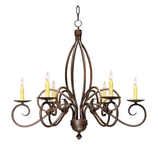 2nd Ave Lighting Squire 28" 6-Light E12 Base Cajun Spice Chandelier